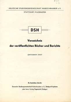 Verzeichnis der veröffentlichten Bücher und Berichte der DSH: Oktober 1957