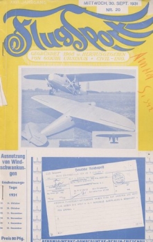 Flugsport 1931 Heft 20 v. 30.09.1931