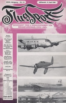 Flugsport 1940 Heft 13 v. 19.06.1940