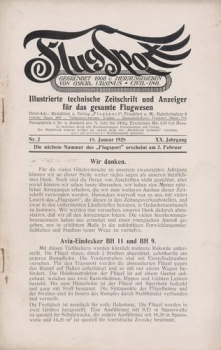 Flugsport 1928 Heft 02 v. 18.01.1928: Illustrierte technische Zeitschrift und Anzeiger für das gesamte Flugwesen