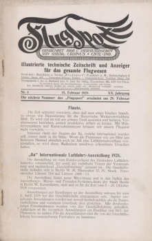 Flugsport 1928 Heft 04 v. 15.02.1928: Illustrierte technische Zeitschrift und Anzeiger für das gesamte Flugwesen