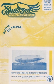 Flugsport 1929 Heft 16 v. 07.08.1929: Illustrierte technische Zeitschrift und Anzeiger für das gesamte Flugwesen