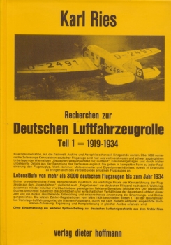 Recherchen zur Deutschen Luftfahrzeugrolle - Investigations on the German Aircraft Register: Teil 1 - 1919-1934