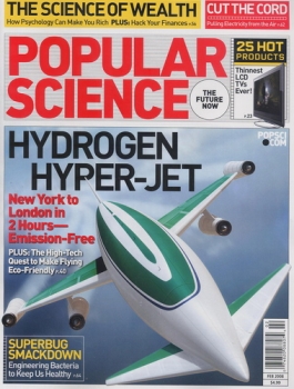 Popular Science 2008-02: Hydogen Hyper-Jet: New York to London in 2 Hours - Emission-Free