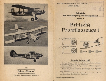 Britische Frontflugzeuge I: Falttafeln für den Flugzeugerkennungsdienst Tafel 2
