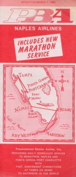 Naples Airlines: Timetable March 1980 - including new Maraton Service