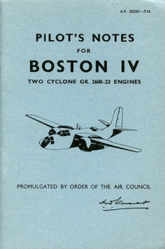 Pilot's Notes for Boston IV: Two Cyclone GR. 2600-23 Engines