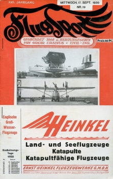 Flugsport 1930 Heft 19 v. 17.09.1930: Illustrierte technische Zeitschrift und Anzeiger für das gesamte Flugwesen