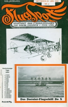 Flugsport 1931 Heft 02 v. 21.01.1931: Illustrierte technische Zeitschrift und Anzeiger für das gesamte Flugwesen