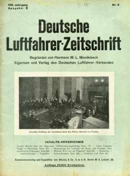 Deutsche Luftfahrer-Zeitschrift - 1912 Nr. 8: Amtsblatt des Deutschen Luftfahrer-Verbandes - Begründet von W.L. Moedebeck