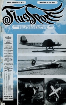 Flugsport 1939 Heft 01 v. 04.01.1939