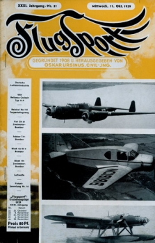Flugsport 1939 Heft 21 v. 11.10.1939