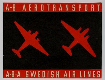 AB Aerotransport / A-B-A Swedish Air Lines - Baggage Sticker