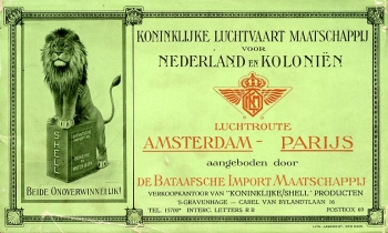 Luchtroute Amsterdam - Parijs: Koninklijke Luchtvaart Maatschappij voor Nederland en Kolonien