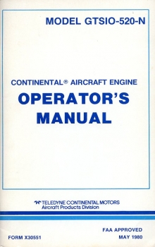 Continental Aircraft Engine Model GTSIO-520-N: Operator's Manual