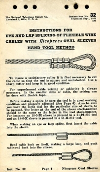 Instructions for Eye and Lap Splicing of Flexible Wire Cables with Nicopress Oval Sleeves: Hand Tool Method