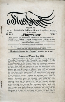 Flugsport 1913 Heft 13 v. 25.06.1913: Illustrirte Flugtechnische Zeitschrift für das gesamte Flugwesen
