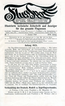 Flugsport 1925 - gebunden: Illustrierte technische Zeitschrift und Anzeiger für das gesamte Flugwesen