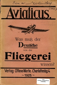 Aviaticus: Was muß der Deutsche von der Fliegerei wissen?