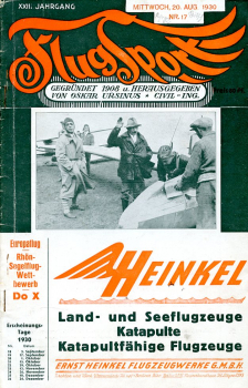 Flugsport 1930 Heft 17 v. 20.08.1930: Illustrierte technische Zeitschrift und Anzeiger für das gesamte Flugwesen