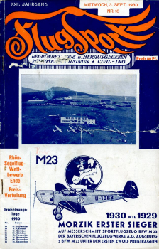 Flugsport 1930 Heft 18 v. 03.09.1930: Illustrierte technische Zeitschrift und Anzeiger für das gesamte Flugwesen