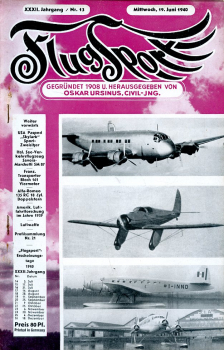 Flugsport 1940 Heft 13 v. 19.06.1940