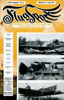 Flugsport 1941 Heft 17 v. 20.08.1941