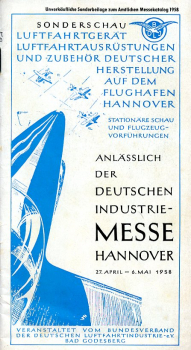 Sonderschau Luftfahrtgerät - Luftfahrtausrüstungen und -zubehör deutscher Herstellung 1958: Flughafen Hannover 27. April - 6. Mai 1958