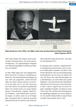 Meine Begegnung mit Dieter Schmitt: Ferry- und Testpilot, Rekordflieger 1924-2013 Erinnerungen an Korrespondenz und Gespräche mit Dieter Schmitt