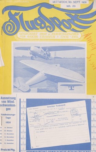 Flugsport 1931 Heft 20 v. 30.09.1931