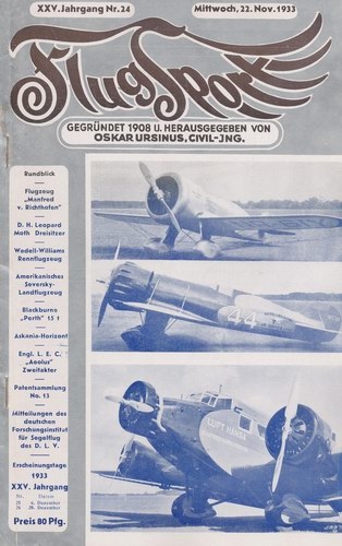 Flugsport 1933 Heft 24 v. 22.11.1933