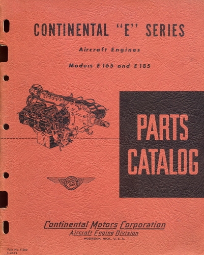 Parts Catalog Continental "E" Series Aircraft Engines Models E165 and E185