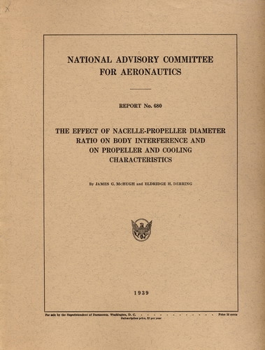 NACA Report No. 680: The Effect of Nacelle-Propeller Diameter Ratio on Body Interference and on Cooling Characteristics