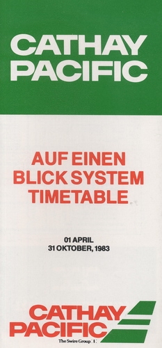 Cathay Pacific System Timetable 01. April - 31. Oktober 1983