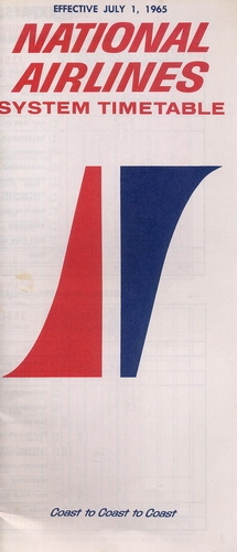 National Airlines - System Timetable 1965: Cost to Cost to Cost