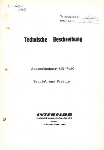 Stromabnehmer 8AT-7420: Technische Beschreibung - Betrieb und Wartung