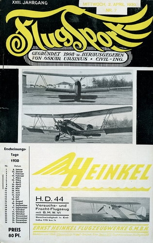 Flugsport 1930 Heft 07 v. 02.04.1930: Illustrierte technische Zeitschrift und Anzeiger für das gesamte Flugwesen