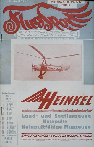 Flugsport 1930 Heft 11 v. 28.05.1930: Illustrierte technische Zeitschrift und Anzeiger für das gesamte Flugwesen