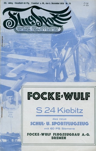 Flugsport 1928 Heft 25 v. 05.12.1928: Illustrierte technische Zeitschrift und Anzeiger für das gesamte Flugwesen