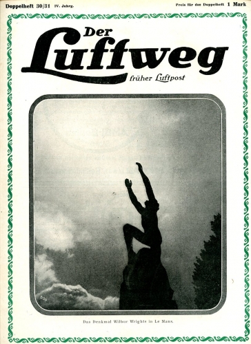 Der Luftweg - 1920 Heft 30/31: früher Luftpost - Illustrierte Zeitschrift für Luftverkehr und Flugsport