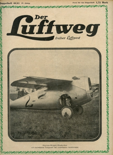 Der Luftweg - 1920 Heft 40/41: früher Luftpost - Illustrierte Zeitschrift für Luftverkehr und Flugsport