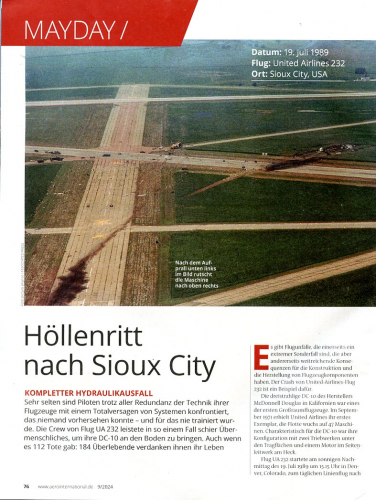 Höllenritt nach Sioux City: Kompletter Hydraulikausfall bei einer DC-10